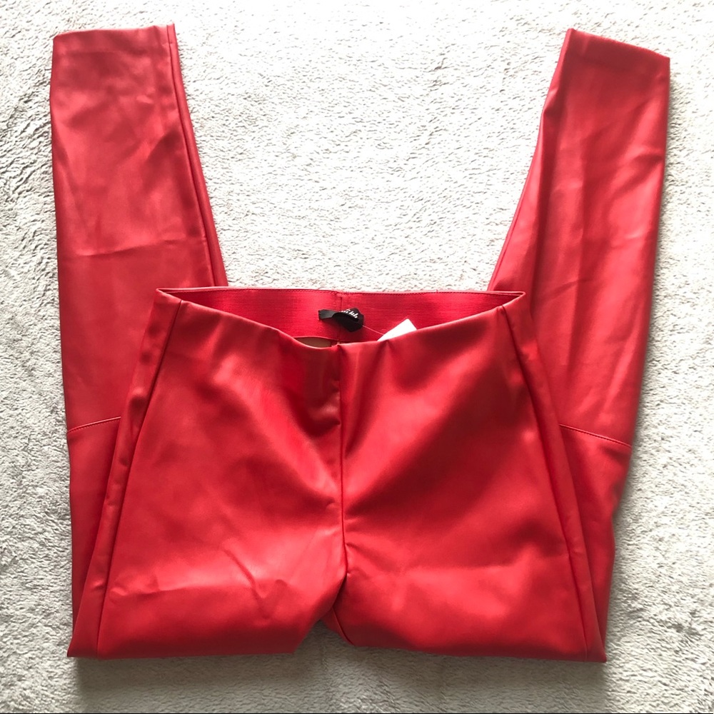 H&M Faux Leather Red Leather Leggings